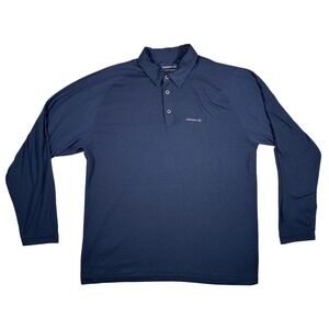 Merrell Mens‎ XL Navy Blue Long Sleeve Opti-Wick Performance Polo Shirt
